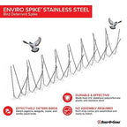 Bird B Gone - Pre-Assembled EnviroSpike Stainless Steel Anti Bird Spikes (50') - UV-Stabilized Polycarbonate Base - Humane Deterrent - Stops Pigeons & Birds from Roosting On Rooftops, Ledges, Fences