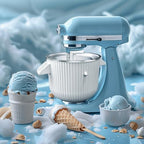Ice Cream Maker & Shaved Ice Attachment for Kitchen aid Mixer, Kitchenaid Accessories Set Includes Shaved Ice Machine with 8 Ice Molds and Ice Cream Gelato Maker for 4.5 Qt & Larger Stand Mixers