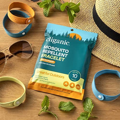 Cliganic Mosquito Repellent Microfiber Bracelets (20 Pack) - for Adults and Kids, DEET Free Wristbands