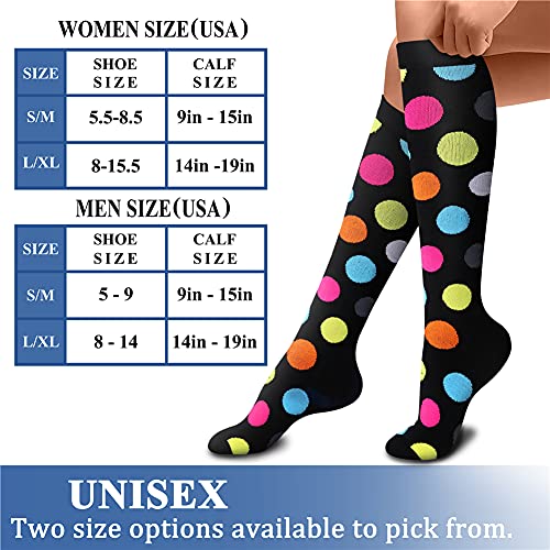 CHARMKING Compression Socks for Women & Men (8 Pairs) 15-20 mmHg Graduated Copper Support Socks are Best for Pregnant, Nurses - Boost Performance, Circulation, Knee High & Wide Calf (S/M, Multi 23)