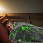Glow in The Dark Blanket Dinosaur Blanket for Boys Kids Soft Cute Dino Blanket Christmas Toys Gifts Gray Glowing Dinosaur Blanket for Bed 90x90 inch