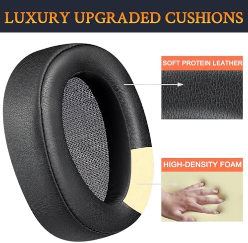 SOULWIT Replacement Earpads Cushions for Sony WH-H900N (h.Ear on 2 Wireless) & MDR 100ABN (h.Ear on Wireless) Noise Canceling Over-Ear Headphones, Ear Pads with Noise Isolation Foam - Black
