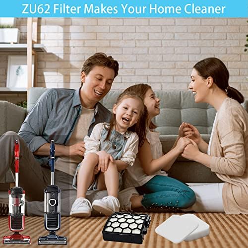 for Shark ZU62 ZU60 Navigator Zero-M Self-Cleaning Brushroll Pet Pro Upright Vacuum Replacement Filter Compare ZU62C NV150 NV151 NV251 NV255 Part 1238FT60 1239FT60,2 Filter 6 Foam 6 Felt Kit