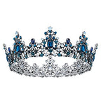 SWEETV Queen Crown for Women - Baroque Wedding Tiaras and Crowns, Jeweled Costume Tiara Princess Crown, Prom Birthday Party Halloween Hair Accessories,Blue