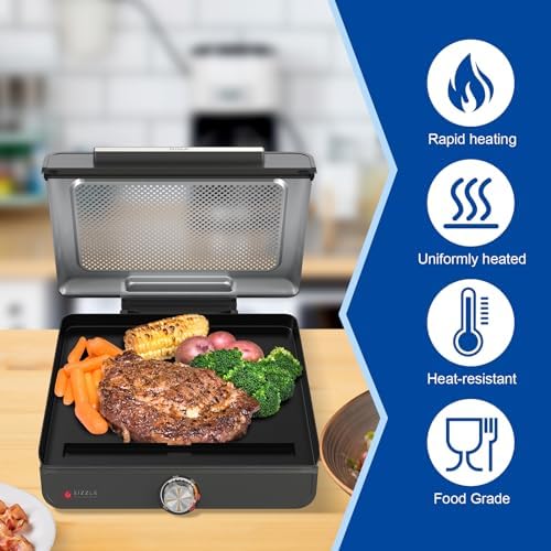 SafBbcue Griddle Plate for Ninja GR101 Sizzle Smokeless Indoor Grill, 14" Nonstick Plate for GR100 Series Accessories, Flat Top Countertop Electric Grill