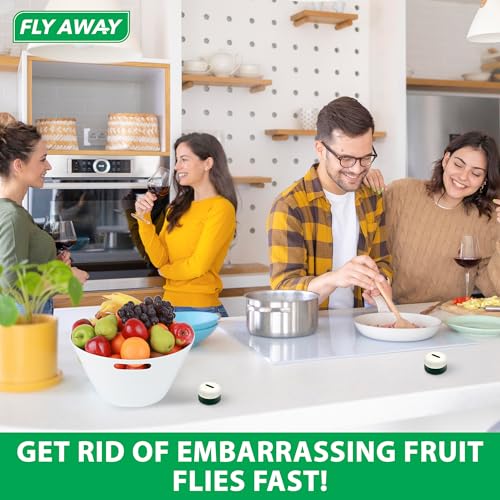 Fly Away - Indoor Fruit Fly Trap Kit. Reusable & Refillable Traps (3), Trap Flies for Over 90 Days with Liquid Bait Lure, Stylish Design - Perfect for Home Kitchens, Bars, Restaurants, and Wineries.