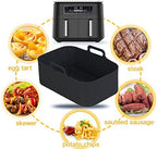2pcs Air Fryer Silicone Pot for Ninja Foodi Dual DZ201,Reusable Air Fryer Silicone Liners,Rectangle Air Fryer Basket 8QT, Air fryer Accessories (2PCS, black)
