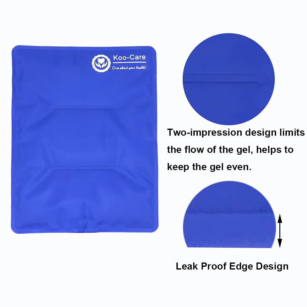 Koo-Care Large Flexible Gel Ice Pack & Wrap with Straps for Hot Cold Therapy - Pain Relief for Shoulder Rotator Cuff, Back, Hip, Knee Replacement Surgery, Shin Splint Injuries Reusable - 11" x 14"