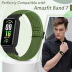 Solo Loop Elastic Nylon Bands Only Compatible with Amazfit Band 7 Straps,Soft Adjustable Stretchy Sport Replacement Strap for Amazfit Band 7 for Men Women