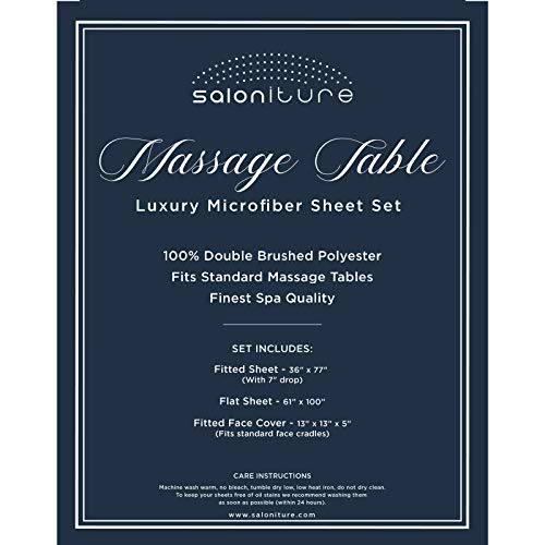 Saloniture 3-Piece Microfiber Massage Table Sheet Set - Premium Facial Bed Cover - Includes Flat and Fitted Sheets with Face Cradle Cover - Gray