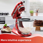 Glass Bowl Compatible With KitchenAid 4.5-5QT Tilt-Head Stand Mixers, Glass Mixing Bowl Replacement with Measurement Markings & Pour Spout for Kitchen Aid Mixer Accessory, Microwave & Freezer Friendly