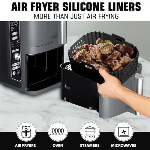 Air Fryer Liners for Ninja Double Stack XL: SL400UK Silicone Liners, Ninja Double Stack Accessories, Ninja Double Stack Air Fryer Liners with Holes, Ninja SL400UKCP Liners by FryEasy [UK Company]