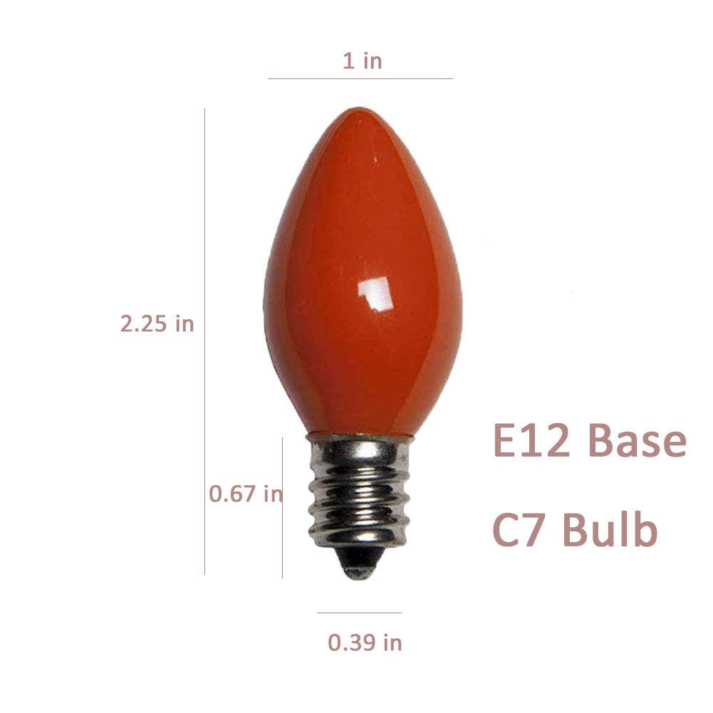 Romasaty 25 Pack Christmas Light Bulbs, C7 Ceramic Multi-Color Replacement Bulbs, C7 Outdoor String Lights Replacement Bulbs, C7/E12 Candelabra Base, 5 Watt
