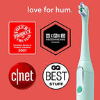 hum by Colgate Smart Electric Toothbrush Kit, Rechargeable Sonic Toothbrush with Travel Case & Bonus Replacement Brush Head, Teal(Discontinued/no refill heads available)