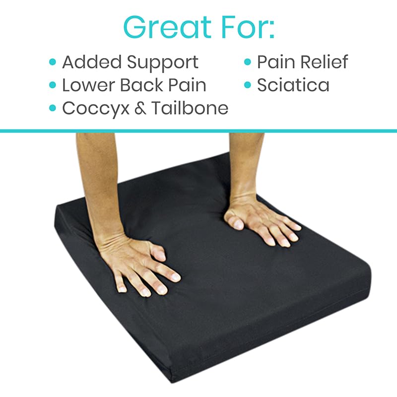 Vive Wheelchair Cushion - Gel Seat Pad for Coccyx, Orthopedic Back Support, Sciatica & Tailbone Pain Relief - Waterproof Cover + 4 Layer Foam Support and Comfort - for Pressure Sores and Ulcers
