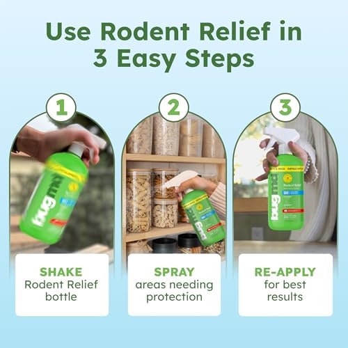 BugMD Peppermint Oil Spray for Rodents - 16oz Mouse Repellent & Rodent Repellent Spray, Natural Mice Repellent with Cinnamon, Clove, and Rosemary Oils - Safe Indoor & Outdoor Use