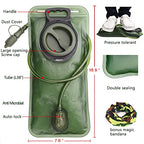 Hydration Bladder, 3L Water Bladder for Hiking Backpack Leak Proof Water Reservoir Storage, 3 Liter BPA-Free Water Pouch Hydration Pack Replacement for Biking Climbing Cycling Running, Military Green