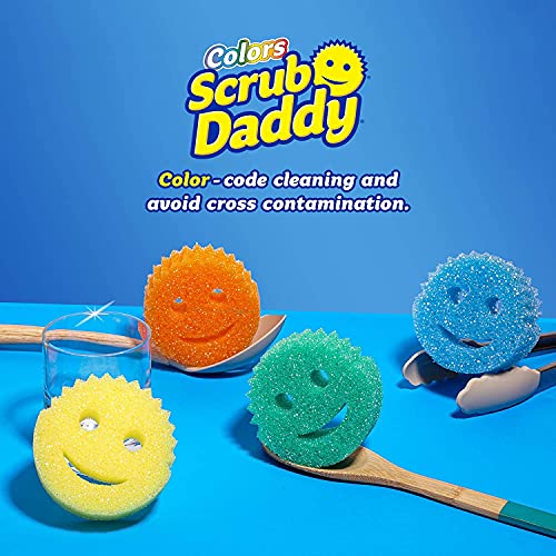 Scrub Daddy Sponge Set Color Variety Pack - Scratch-Free Multipurpose Dish Sponge - BPA Free & Made with Polymer Foam - Stain & Odor Resistant Kitchen Sponge (4 Count)