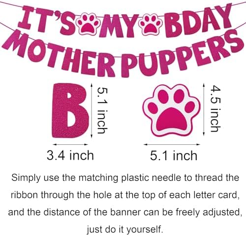 Dog Birthday Decorations, Multi Sizes Dog Birthday Bandana Girl Dog Birthday Hat Crown Bow Tie Birthday Numbers It’s My Bday Mother Puppers Sign Banner for Large Extra Large Dogs (Pink, X-Large)