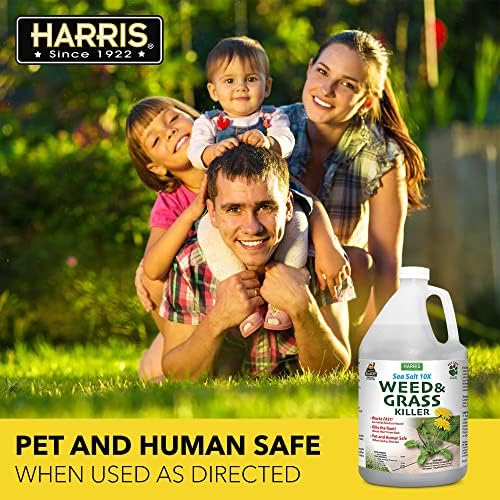 Harris 10X Sea Salt & Vinegar Weed and Grass Killer, Pet Safe, Kills to The Root with Spray Trigger, 128oz