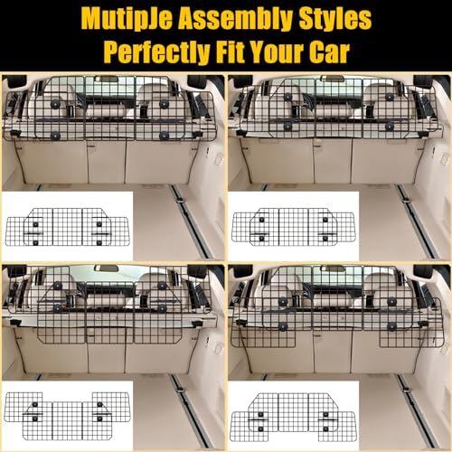 Gtongoko Dog Car Barriers for SUVs, Vehicles, Cars, Trucks, Upgraded Adjustable Heavy-Duty Wire Mesh Pet SUV Barriers Universal-Fit, Car Accessories Safety Travel, 2pcs 51.2In Elastic Ropes Included