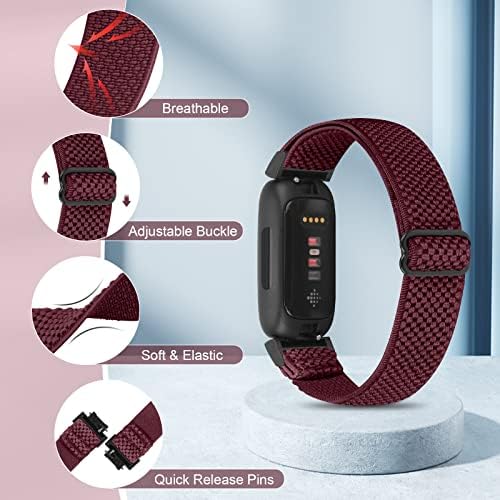 4 Pack Bands Compatible with Fitbit Inspire 3/Inspire 2/Inspire/Inspire HR/Ace 3/Ace 2 Band, Elastic Adjustable Nylon Loop Straps Replacement Sport Stretchy Wristband for Women Men