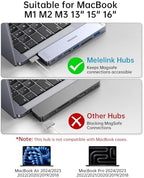 USB C Hub Adapter for MacBook, Mac Adapter Multiport 8 in 2 USB-C Hub with HDMI 4K, Thunderbolt 3 Port, USB C&A Data Ports, USB-C to SD/TF Card Slot, Accessories for MacBook Pro Air M3 M2 M1 2024-2018