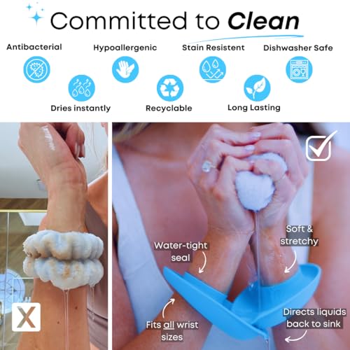 LiquiBands Silicone Wrist Bands for Washing Face - Spa Face Wash Wristbands That Keep You Dry - 1 Pair of Wrist Water Guards - Essential Beauty Accessory for Teen Girls Sage Green