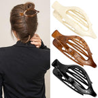 Flat Hair Clips for Women Lay Flat Hair Claw Clips for Thin Thick Hair 3Pcs French Concord Hair Clips Large Hair Clips Neutral Jaw Clips Hair Clamps Hair Accessories White Brown Black