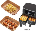 Ninja Air Fryer Liners Disposable, Ninja Dual Air Fryer Liners,150PCS Rectangle Air Fryer Accessories,Baking Parchment Paper Liners for Ninja DZ201 /401