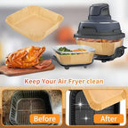 200PCs Air Fryer Paper Liners for Ninja Crispi, Non-Stick and Disposable, Fits Ninja Crispi FN101GY, 100 Large for 4-Qt & 100 Small for 6-Cup Container, Bleach-Free Square/rounded Paper Accessories.
