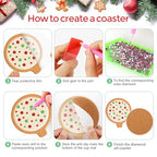 8 Pcs Christmas Gingerbread Man Diamond Coasters Kits with Holder DIY Diamond Art Coaster Non Slip Coaster for Adults Diamond Kits Supplies for Xmas Holiday Present