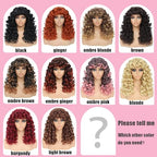GKtineke-Blonde-Curly-Wig Big-Curly-Wigs-for-White-Black-Women 20 Inch- Long-Curly-Afro-Wig-with-Bangs Synthetic-Hair-Replacement-Wigs-for- Cosplay and Daily (Blonde)