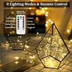 2-Pack 50 LED Fairy Lights Battery Operated with Remote Control Timer, 16 FT 50 LED Battery Lights Outdoor Indoor, 8 Mode Twinkle String Lights for Classroom Party Bedroom Christmas Décor (Warm White)