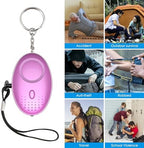 AMIR Safety Keychain Set for Women, Wristlet Strap Keychain with Personal Alarm and Pom Pom Accessories Kit, Gifts for Women and Girls (Purple)
