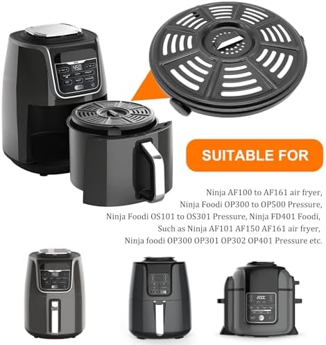 Air fryer Accessories for Ninja AF101 AF161 AF150 Air Fryer, 8.2'' Round Food Grade Air Fryer Grill Pan Grill Plate Crisper Plate Replacement Parts Tray Rack Compatible Ninja Foodie Pressure Cooker