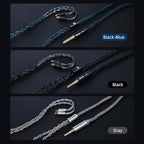 2M Long Recessed 2Pin IEM Cable, in Ear Monitor Replacement Earphone Cable, KBEAR ST12 Plus 8 Core 4N OFC Silver-plated HiFi Headphone Wire for KZ ZS10 PRO/ZSN PRO X/CCA CRA Earbuds (Dark, QDC 3.5MM)
