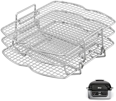 Dehydrator Rack for Ninja Foodi AG300 Grill, 3 Stackable Layers Dehydrator Rack Stand for Ninja Foodi AG300 Accessories, Rectangle Air Fryer Accessories for Ninja AG300 AG301 Foodi Grills