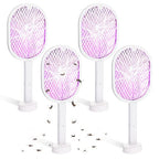 4 Pcs Electric Fly Swatter Bug Zapper Racket 2 in 1 USB Rechargeable Mosquito Racket 3000v High Powered Mosquito Killer for Indoor Outdoor Home Bedroom Kitchen Patio Office Insect