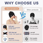 Migraine Relief Gel Ice Head Wrap, Hot and Cold Therapy Headache Relief Hat, Migraine Cap for Puffy Eyes, Headache Eyes Mask for Sinus, Tension and Stress Relief (Black & Blue)
