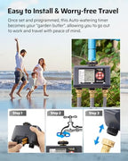 DEWENWILS Sprinkler Timer 3 Zone, Water Hose Garden Irrigation Timer with 4 Programmable Procedure and Low Battery Warning, Repeat Watering over Period, Faucet Controller with Rain Delay Mode for Lawn