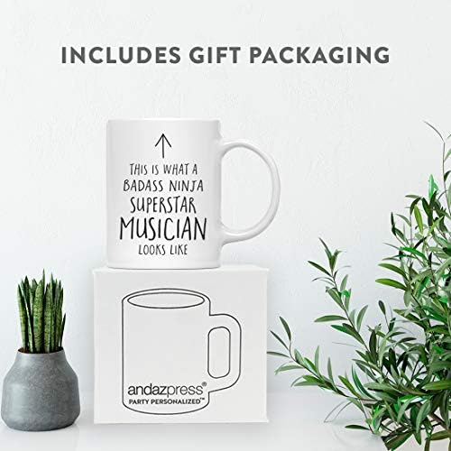 Andaz Press Funny 11oz. Ceramic Coffee Tea Mug Gift, This is What a Badass Ninja Superstar Musician Looks Like, 1-Pack, Birthday Christmas Gift Ideas