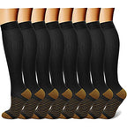 CHARMKING Compression Socks for Women & Men (8 Pairs) 15-20 mmHg Graduated Copper Support Socks are Best for Pregnant, Nurses - Boost Performance, Circulation, Knee High & Wide Calf (S/M, Multi 26)