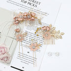 inSowni 20 Pack White Dusty Pink Blue Flower Bridal Wedding Hair Side Combs+Flower Hair Pins+Twist Spiral Pearl Hair Pins Floral Hair Pieces Headpieces Accessories for Brides Bridesmaids Women Girls