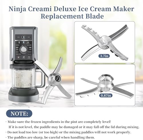 Compatible with ninja Creami Deluxe Blade Paddle,NC501 NC500 CN501CO Creamerizer Paddle Compatible with ninja Creami Blade Replacement Part，NC500 Series Stainless Steel Ice Creami Paddle