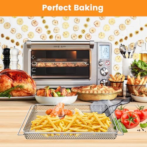 Air Fryer Basket for Breville BOV900BSS Smart Oven Air Fryer Pro,16.5"D x 11.8"W x 1.1"H Food Grade Steel Mesh Baskets Accessories Tray for Breville Air Fryer Toaster Oven, Microwave Oven