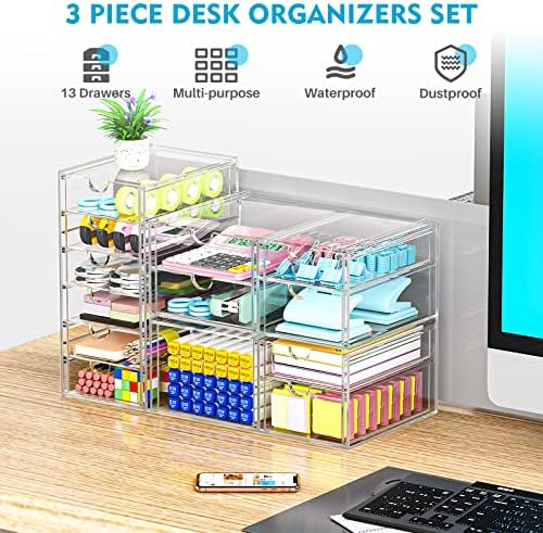 Acrylic Bathroom Makeup Organizer with 4 Drawers, Desk Organizers, Clear Desk Accessories, Dustproof Drawer Storage for Make Up, Jewelry, Pen, Stationary
