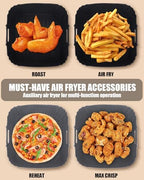 Air Fryer Silicone Liners Square for Ninja AF141 5Qt/Ninja AF181 6.5Qt/Ninja Crispi 4QT Container,Reusable Airfryer Replacement Baking Basket Insert | Non-stick | Easy Cleaning | Food Safe |Gray+Black