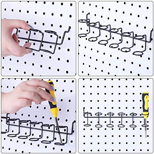 Ripeng Pegboard Screwdriver Holders Peg Board Organizer Accessories Multi Ring Tool Holders Six Tool Multi Tool Organizer Racks for Pegboard, Pliers(Black, 4 Pieces)