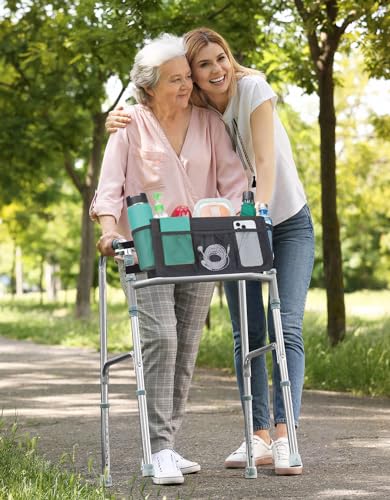 WAVECUER Walker Basket for Folding Walker, Basket for Walkers for Seniors with Cup Holder,Rollator Walker Accessories Can be Installed Outside or Inside of Walker, Wheerchair